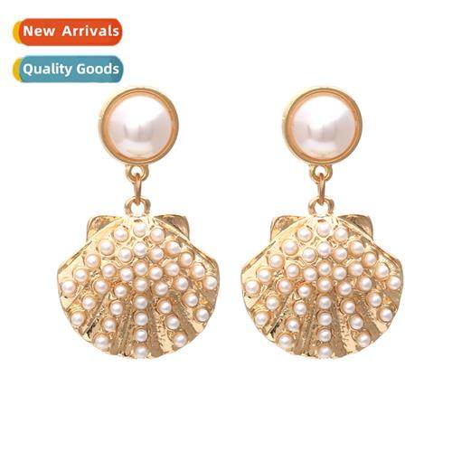 Persalized versatile cute shell-shaped earrings zinc alloy w