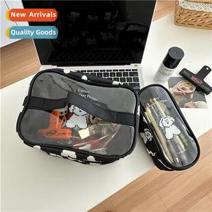 Curly dog two sets cosmetic bag pen bag 2023 new large-capa