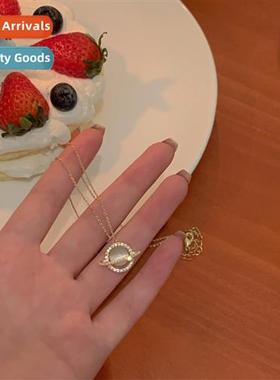 Cats eye ste cosmic planet necklace female high   niche temp