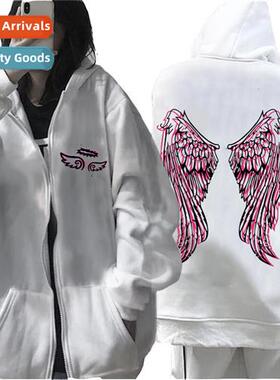Trendy Casual Wings Zip Sweatshirt Set Tide Genderless Zippe