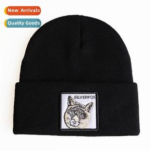 embroidery knted cap popular embroidered fox set flo animal