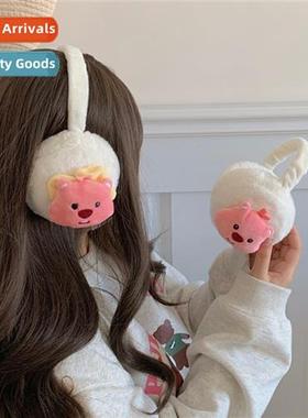 Girls heart cute ltle beaver ear muffs winter thickened fold