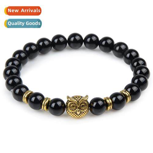 Owl Charm Lapis Lazuli Volcanic Blue Turquoise Beads Bracele