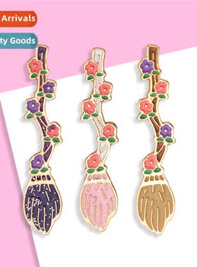 Japanese carto badges cute magic flowers broom brooch fandom