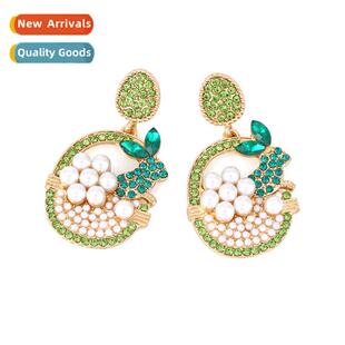 cute pearl rhineste Korean basket fresh flower earrin style