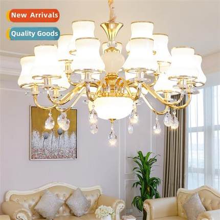 an chelier living room luxury atmosphere gold crystal chelie