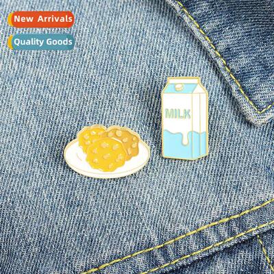Jewelry new alloy breakfast brooch creative carto milk bread