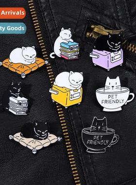 New high-grade alloy animal series brooch cute cfee cat lear