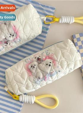Cute puppy print pen bag large capacy statiery bag female po
