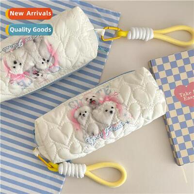 Cute puppy print pen bag large capacy statiery bag female po