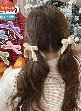 Woolen knting bow  rope versatile  b pin girl heart double p