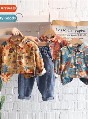 Boys fall shirt su su in small children 2021 new spring  fal