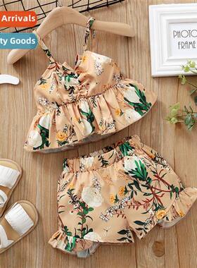 Girls spring  fall  2021 new n sleeveless halter top + print