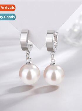 Acrylic red round beads silver earring clasp female imati wh