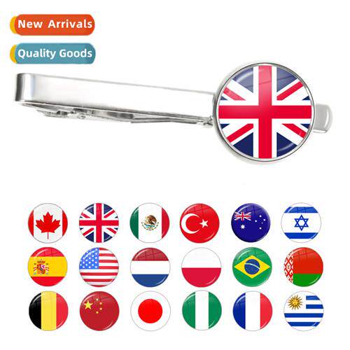 30 Country Flags Tie Clip Time Gem French Shirt Tie Clip