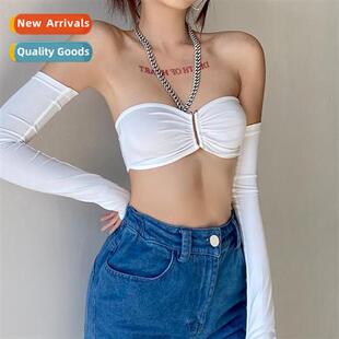 sexy spicy girl solid color bustier female lg-sleeved set
