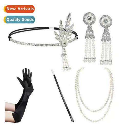 1980s Gatsby Bachelorette Party Set wh Diamd Jewelry Headdre
