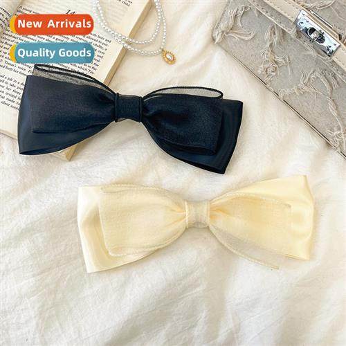 French simple bow hair clips female elegant retro high-level