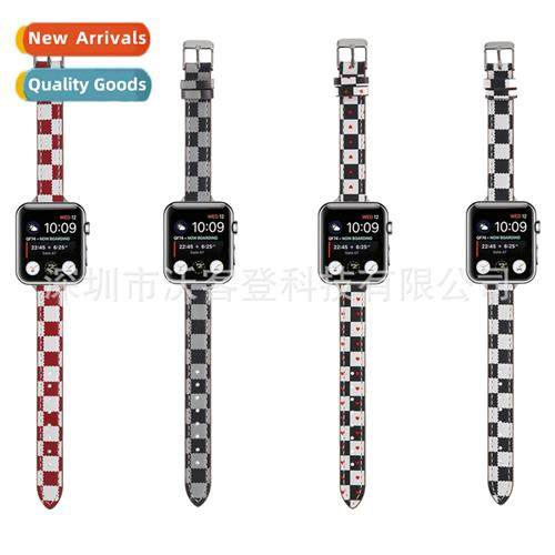 适用Apple Apple Watch876SE54321 Slim Large Plaid iwatch Leat