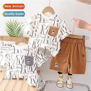 2023 new sleeved summer childre short style Boys boys