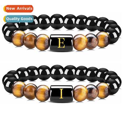 A-Z tiger eye ste bracelet 26 letters obsidian bracelet elas