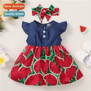 2022 new splicing spring wat denim fall sleeveless Girls