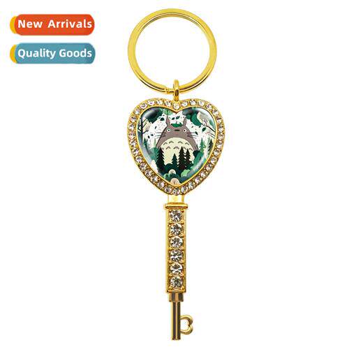 2023 New My Neighbor Totoro Anime Rhineste Heart Pendant Gol