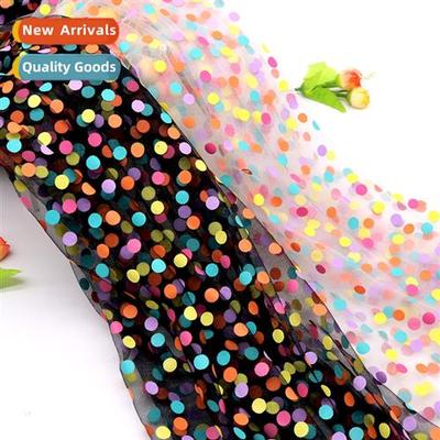 Colorful Dots Mesh Fabric Rainbow Polka Dots Offset Printed