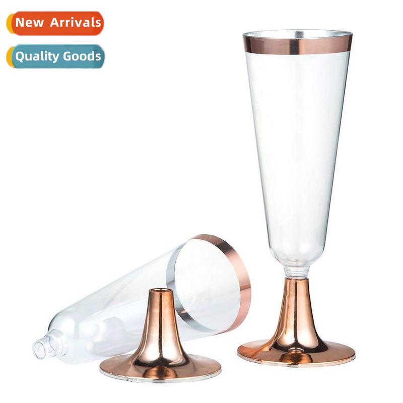 6pcs/Set Disposable Plastic Red Wine Glass Champagne Flute C