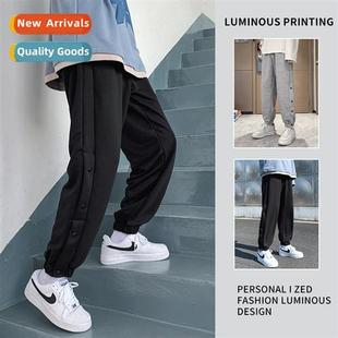 Gray Sports Sweatpants Mens Tide Beamer Striped Pants n Tren