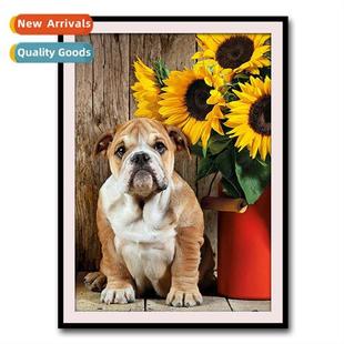 new modern Stick sunflower painting bulldog living drill