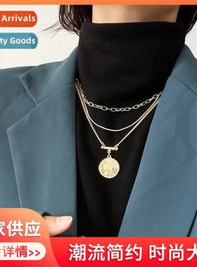 Womens Sweater Sweater Collarbe Chain Matching Jewelry Multi