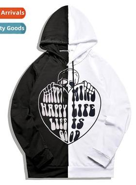 Diablo punk style print splicing lg-sleeved thin secti loose