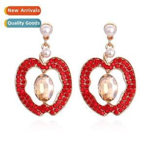 diamd hollow green New earrings colorful apple persalized
