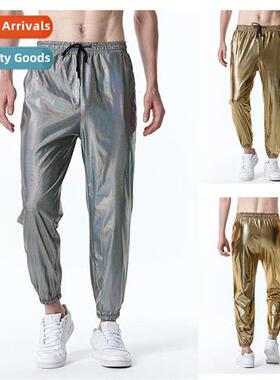 2022 Mens 70s Disco Costume Beauty Stripes Foil Print Leisur