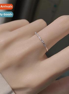 Set diamd thin secti ring female light luxury niche ins cold
