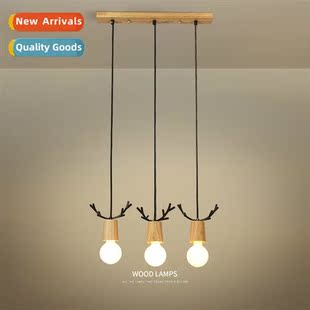 log lamp antler American room chelier dining creative