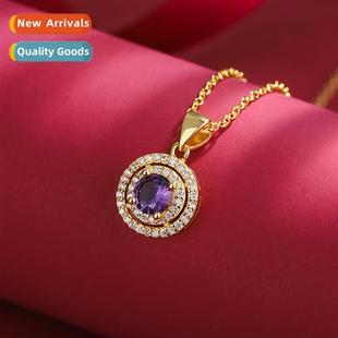purple necklace round set luxury zircia light Work female