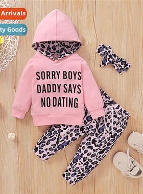 Girls Spring  Autumn 2021 new n letters printed top + leopar