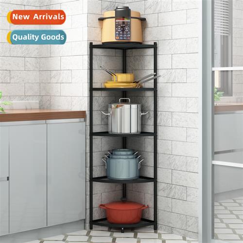 Black Bathroom Kchen Corner Pot Rack Shelf Floor Triangle Mu