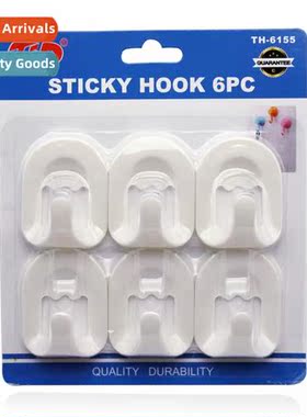 Whe Powerful Plastic Hooks Sticky Hooks 6pcs Behind Door No
