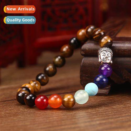 8MM Tiger Eye Series Alloy Yoga Mixed Color Beads Bracelet S
