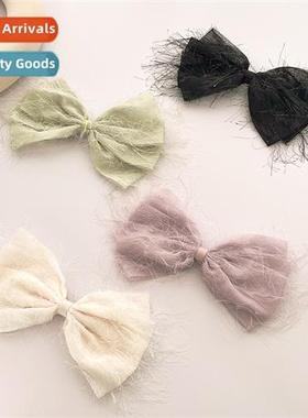 2023 new chiff fear feeling bow hair clips Mori girl tempera