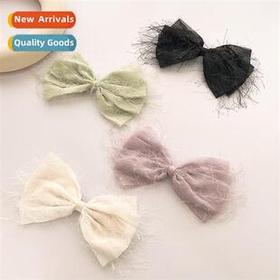 2023 new chiff fear feeling bow hair clips Mori girl tempera
