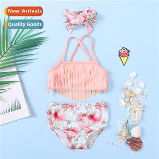 2023 new small Girls children fall medium bikini spring