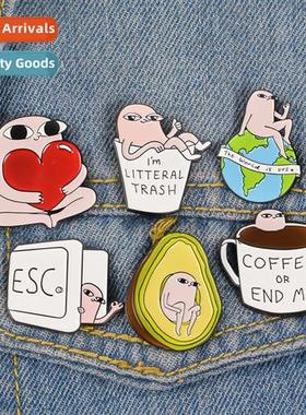 Alloy Drip Oil Badge Carto Pink Mster Avocado Cfee Cup Love