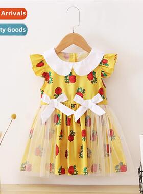 Girls Spring  Autumn 2022 New  Sleeveless Rose Sleeveless Pr