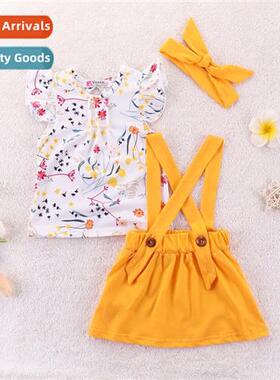 Girls spring  autumn  2019 new n short-sleeved small floral