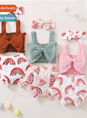 Girls spring  fall  2022 new n sleeveless bow tie halter top