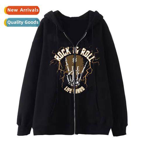 Dark wind hip-hop gothic Harajuku Y2Y finger be zipper hoodi